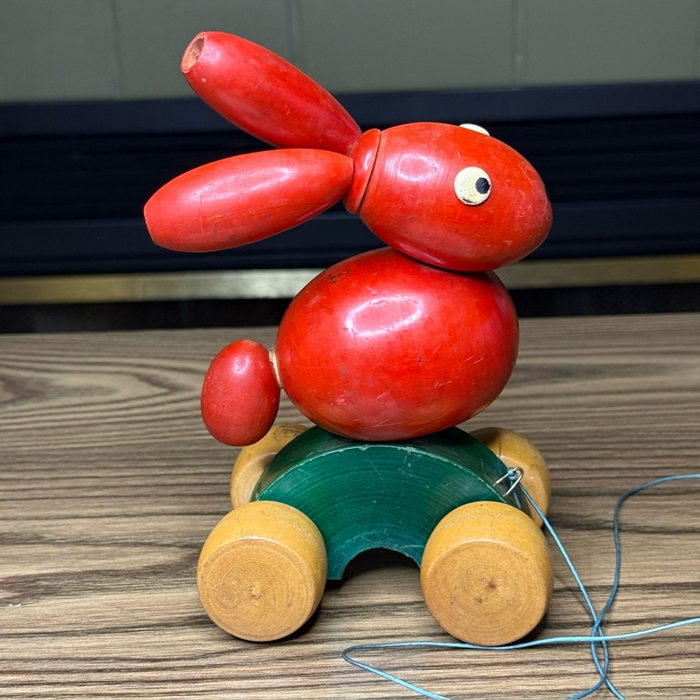 Vintage Wooden Rabbit Pull-Toy